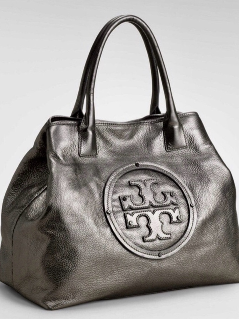 Tory Burch Metallic Silver Leather Tote